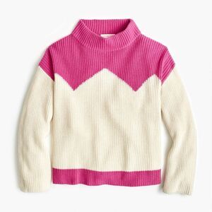 J. Crew Pink and Cream Turtleneck Sweater